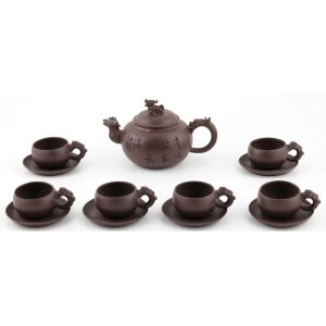 YIXING TEA SET, China, senior master Wu Junlan, 20th century.