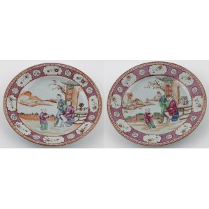 PAIR OF TALERS WITH FIGURAL SCENE, China, 18th / 19th century.