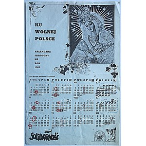 CALENDAR. Toward a Free Poland. Abridged calendar for 1986. publisher : The Polish Express - Toronto....