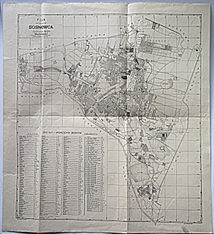 [SOSNOWIEC]. Plan of the city of Sosnowiec. Sosnowiec 1936. published in the Metering Department of the Municipal Board in Sosnowiec....