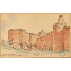 Jan Zachwatowicz (1900-1983), The defensive walls of Warsaw - Nowomiejski Barbican and Powder Tower, 1937