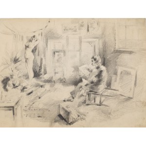 Zygmunt Badowski (1875-1959), Sketching the Nude , 1897