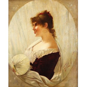 Franciszek Żmurko (1859-1910), Portret damy z wachlarzem , 1886