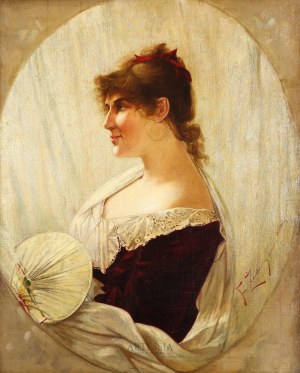 Franciszek Żmurko (1859-1910), Portret damy z wachlarzem , 1886