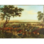 Manufaktur unerkannt, Danzig?, 2-3 Viertel des 19. Jahrhunderts, Tray mit Blick auf das Zisterzienserkloster in Oliwa, um 1850