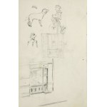 Stanislaw BATOWSKI KACZOR (1866-1946), Sketches: of a man sitting on a chair, shown from the right side, from behind, and of a dog
