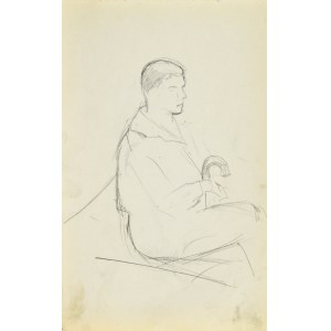 Stanisław ŻURAWSKI (1889-1976), Skizze eines sitzenden Mannes, der einen Spazierstock hält