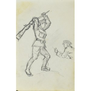 Jozef PIENIĄŻEK (1888-1953), Sketches of soldier figures 17 x 10.8 cm