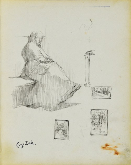 Eugeniusz ZAK (1887-1926), Stara kobieta, szkice z Wenecji, zarys kolumny