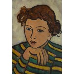 Tymon Niesiołowski (1882 Lwów - 1965 Toruń), Portret dziewczyny (Dziewczyna w bluzce w paski), 1960