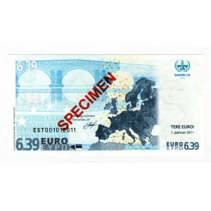 Estonia 6.39 Euro on 100 Krooni 2010 Specimen Transitional Banknote