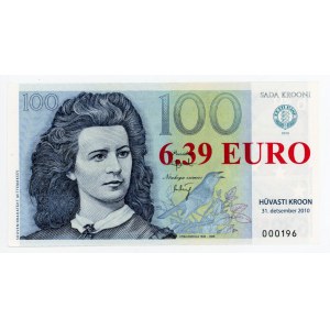 Estonia 6.39 Euro on 100 Krooni 2010 Transitional Banknote