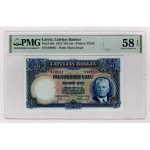 Latvia 50 Latu 1934 PMG 58 EPQ