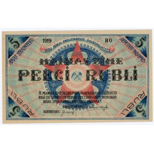 Latvia Soviet of Riga 5 Roubles 1919