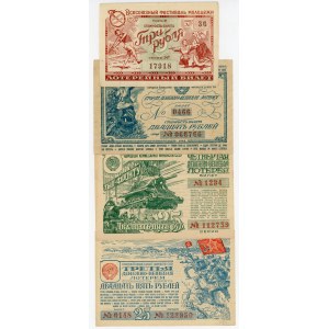 Russia - USSR Lottery Tickets 3 - 10 - 2 x 25 Roubles 1942 - 1957