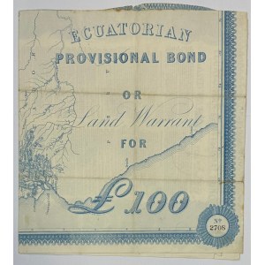 Ecuador Ecuatorian Provisional Bond or Land Warrant for 100 Pounds 1855