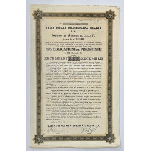 Romania Calea Ferata Oraseneasca Oradea S. A. 6 % Bond for 50 x 200 Lei 1932