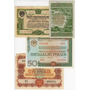 Russia - USSR Bonds 2 x 25 - 50 - 100 Roubles 1943 -1982