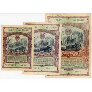 Russia - USSR Bonds 25 - 50 - 100 Roubles 1949