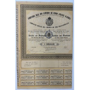 Angola Companhia Real dos Caminhos de Ferro Atravez d'Africa SARL Share for 90000 Rs or 500 Francs 1886