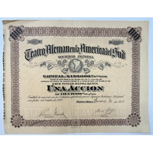 Argentina Teatro Aleman en America del SudAccion 100 pesos 1920