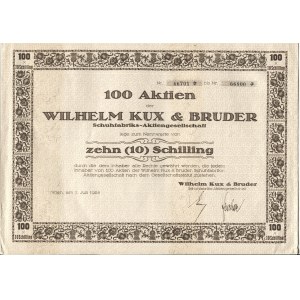 Austria Wilhelm Kux & Bruder 100 Shares of 10 Schilling each 1928