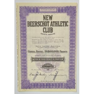 Belgium New Beerschot Athletic Club Ordinary Share for 1000 Francs 1944