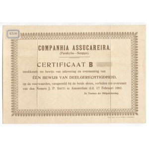 Brazil Companhia Assucareira Proof of Participation 1910