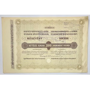 Czechoslovakia Vereinigte Wernstädter und Gyorer Textilindustrie-AG Share for 200 Kronen 1917