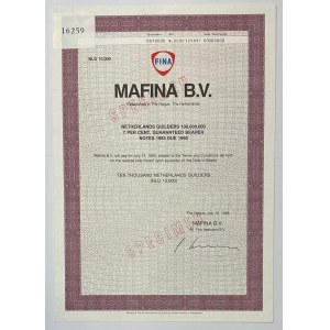 Netherlands Mafina B.V. 7% Bearer Note of 10,000 Dutch Guilders 1985 Specimen