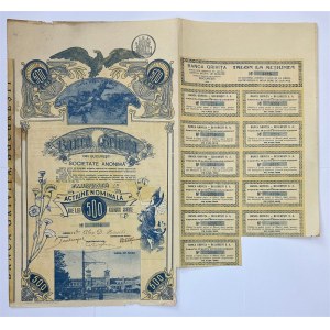 Romania Banca Grivita din Bucaresti Actiune Nominala 500 Lei 1911