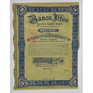 Romania Banca Ilfov Titlu de 10 Actiuni 5000 Lei 1937