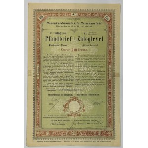 Romania Bodenkreditanstalt in Hermannstadt Pfandbrief 200 Kronen 1902