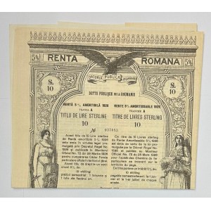 Romania Datoria Publica Romana Renta Romana de 5% Amortibila Titlu de Lire Sterline 10 1926