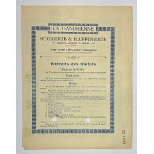 Romania La Danubienne Sucriere & Raffinerie SA 7.5% Bon de Casa de 500 Francs 1920