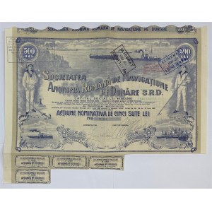 Romania Navigatiune pe Dunare Share of 500 Lei 1929