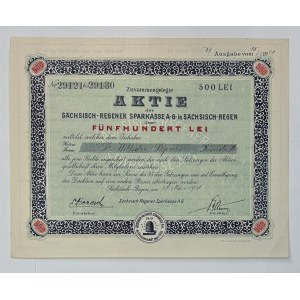 Romania Sachsisch-Regener Sparkasse AG Aktie 500 Lei 1921