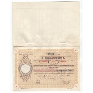 Romania Szatmar Varmegyei Takarekpenztar Rt Share of 600 Lei 1922