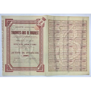 Romania Tramways - Unis de Bucarest Action de Dividende 1899