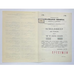 South Africa Zuid-Afrikaansche Voorschotkas Schuldbrief of 250 Gulden 1924 Specimen