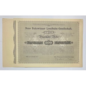 Ukraine Neue Bukowinaer Localbahn-Gesellschaft 25 ordinary shares 200 gulden 1897