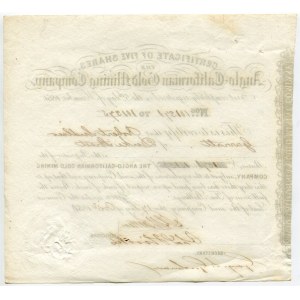 United States Anglo-Californian Gold Mining Company Ltd 5 Shares of 10 Shilling Each 1851