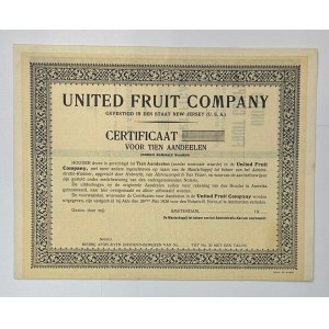 United States United Fruit Company Certificate for 10 Shares 1926