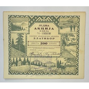 Yugoslavia Uzicko AD Zlatibor Share for 200 Dinara 1927