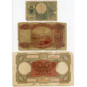 Albania Lot of 3 Banknotes 1939 - 1945
