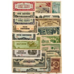 Asia Lot of 19 Banknotes 1942 - 1945