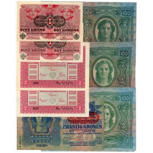 Austria Lot of 8 Banknotes 1916 - 1919