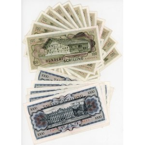 Austria Lot of 19 Banknotes 1966 - 1969