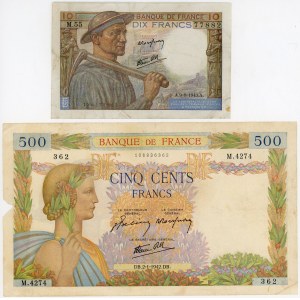 France Lot of 3 Banknotes 1942 - 1992
