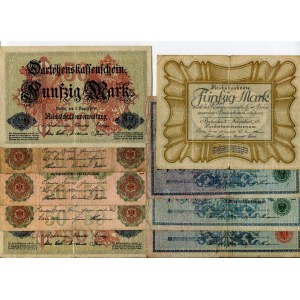 Germany - Empire Lot of 9 Banknotes 1908 - 1918